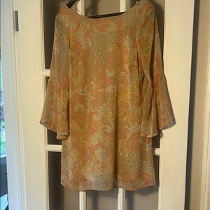 NWT Chic Floral Mini Dress in Orange and Cream